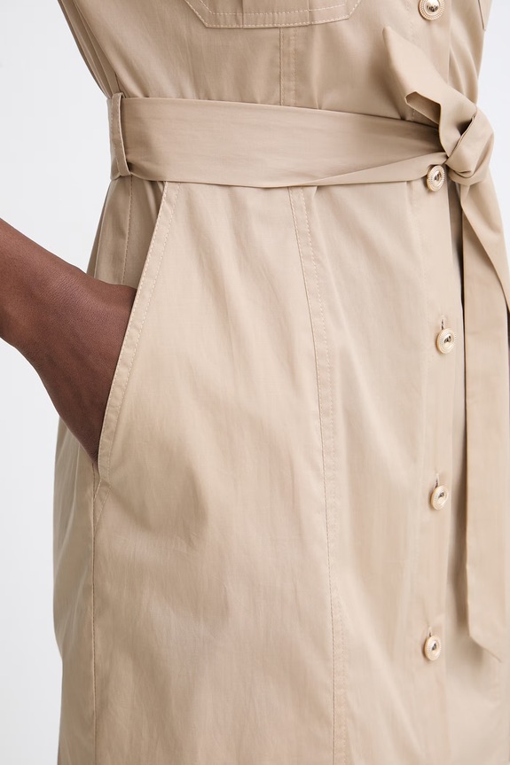 Twinset rochie tip cămașă din bumbac cu elastan 261TT2236 bej