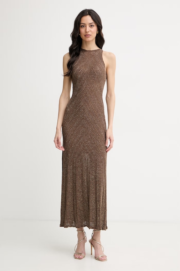 Twinset rochie de vară cu in 261TT3213 maro SS26