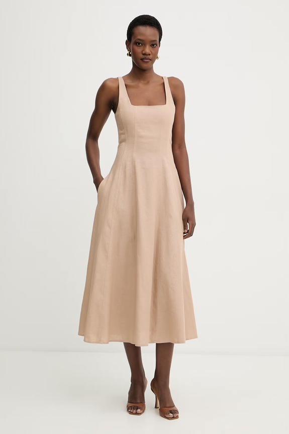 Twinset vestito d'estate con lino beige 261TF2021