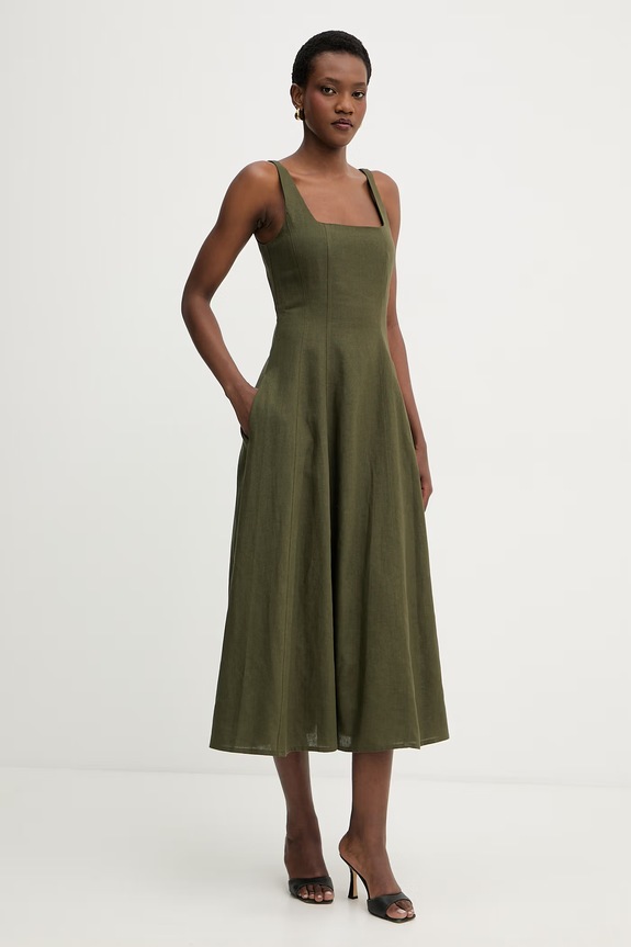 Twinset Vestito d'estate con lino 261TF2021 verde SS26