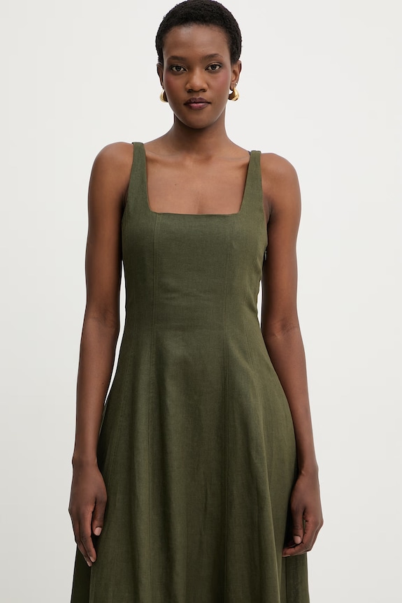 Twinset Vestito d'estate con lino verde 261TF2021
