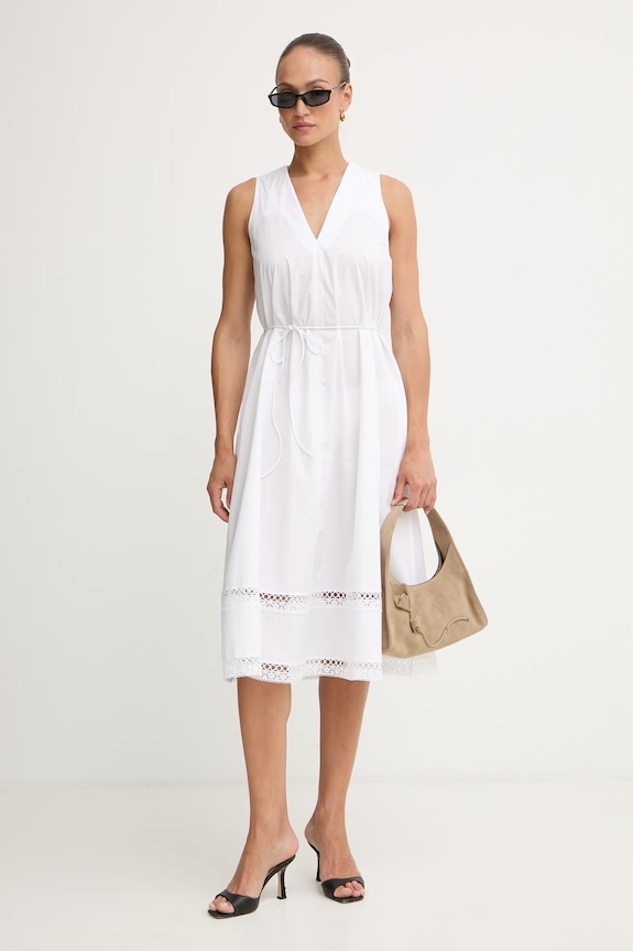 Twinset letné šaty bavlnené s elastanom 261TT2250 biela SS26