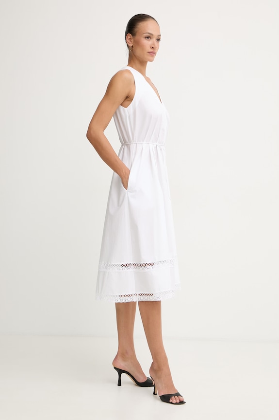 Twinset letné šaty bavlnené s elastanom biela 261TT2250