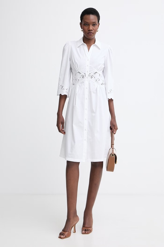 Twinset košeľové šaty bavlnené 261TT2034 biela SS26