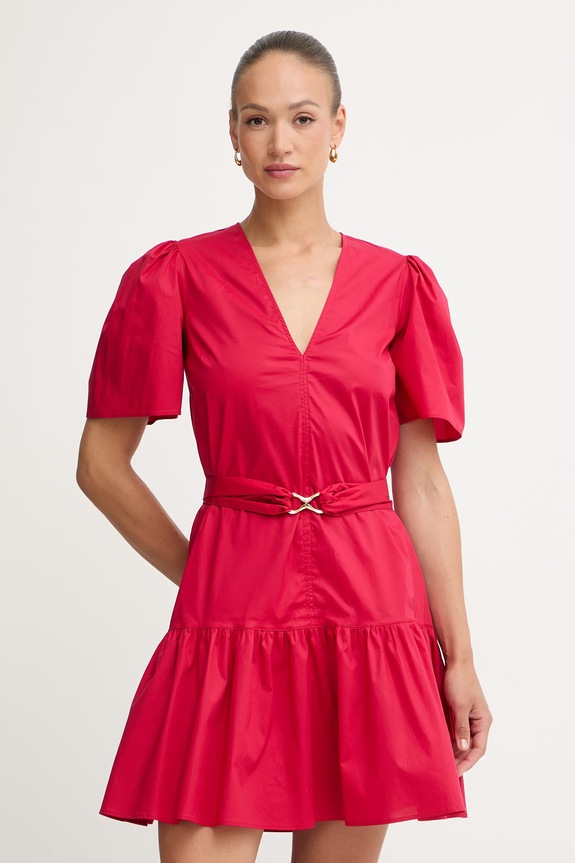 Twinset letné šaty bavlnené s elastanom červená 261TT2160