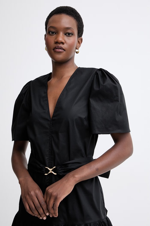 Twinset rochie de vară din bumbac cu elastan negru 261TT2160