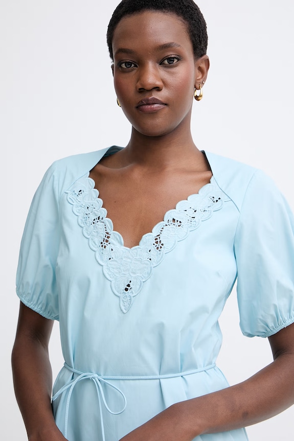 Twinset rochie evazată bumbac albastru 261TT2033