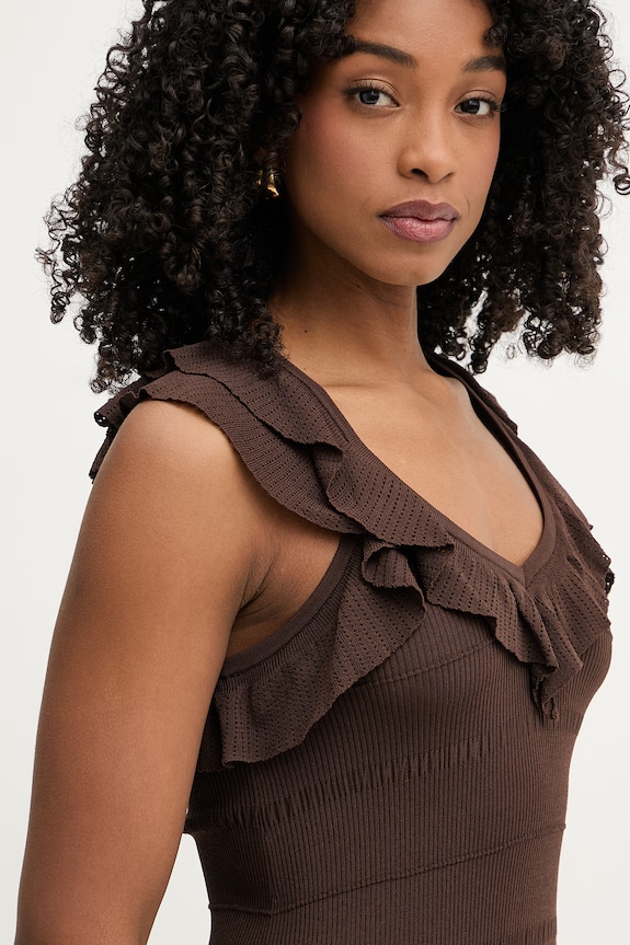 Twinset ljetna haljina s viskozom smeđa 261TT3023