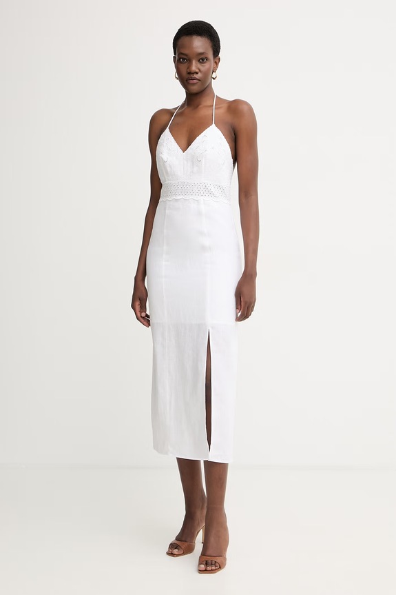 Twinset letné šaty ľanové biela 261TT2390