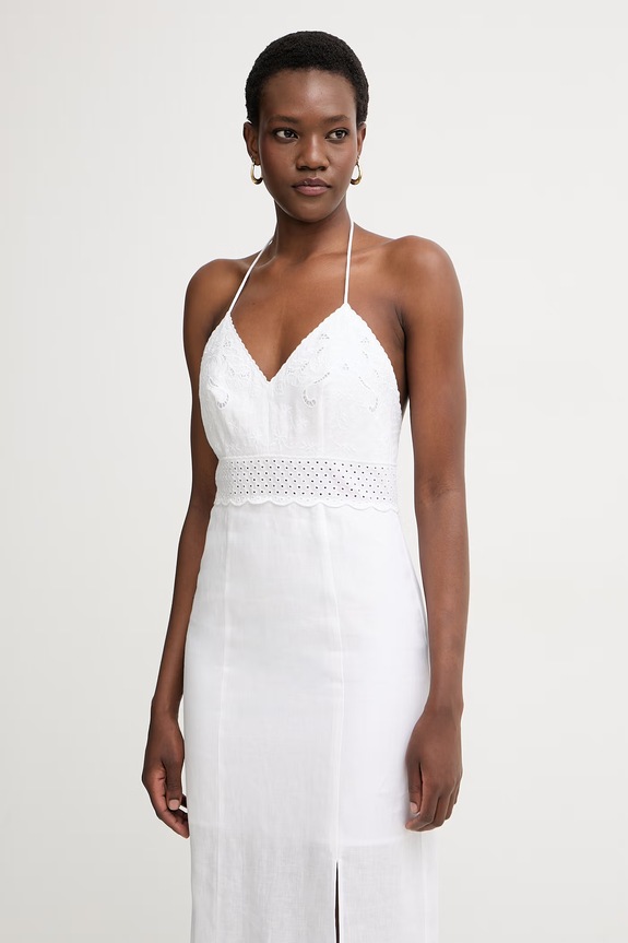 Twinset letné šaty ľanové biela 261TT2390