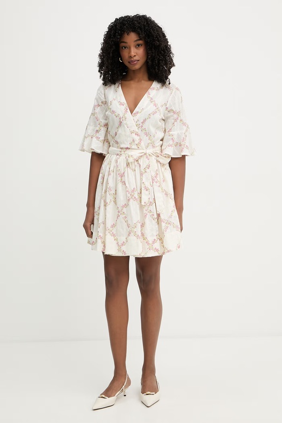 Twinset šaty s viazaním bavlnené 261TT2610 béžová SS26