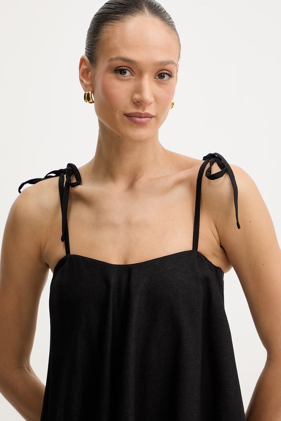 Twinset sukienka z dodatkiem lnu czarny 261TF2101