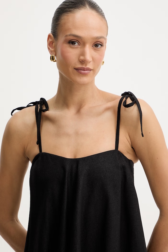 Twinset sukienka z dodatkiem lnu czarny 261TF2101