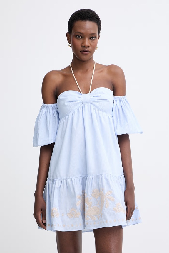 Twinset rochie spaniolă din bumbac albastru 261AT2041