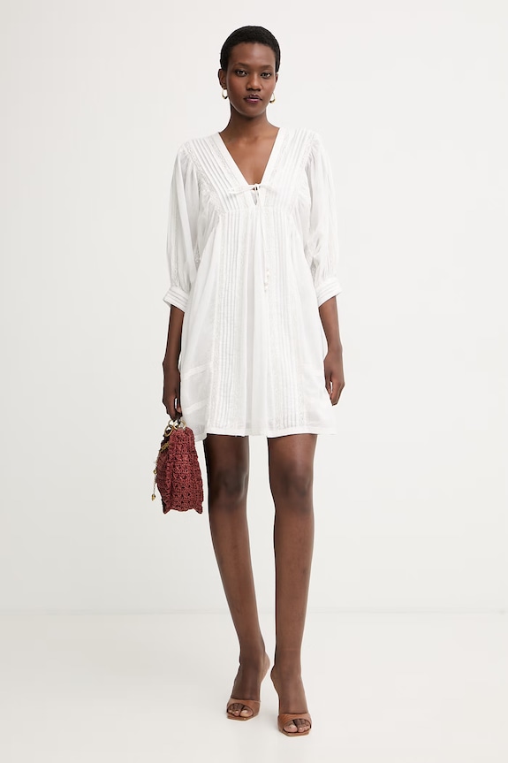 Twinset rochie evazată din bumbac 261LM2HEE alb SS26