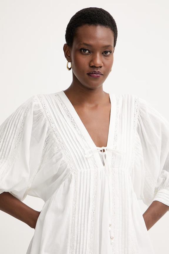 Twinset rochie evazată din bumbac alb 261LM2HEE