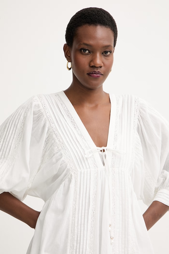 Twinset rochie evazată din bumbac alb 261LM2HEE