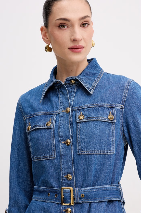 Luisa Spagnoli φόρεμα βαμβακερό Passetto μπλε 542969