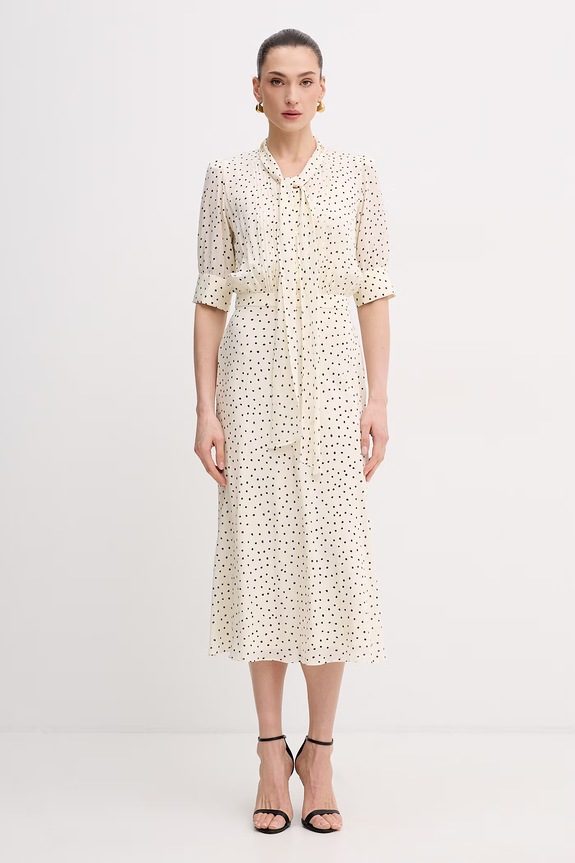 Luisa Spagnoli καλοκαιρινό με πρόσμιξη μεταξιού Pinasca μπεζ 542839