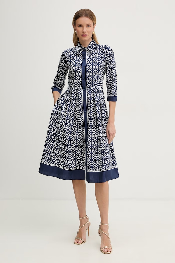 Luisa Spagnoli rochie bumbac Pagliolo bleumarin 542964