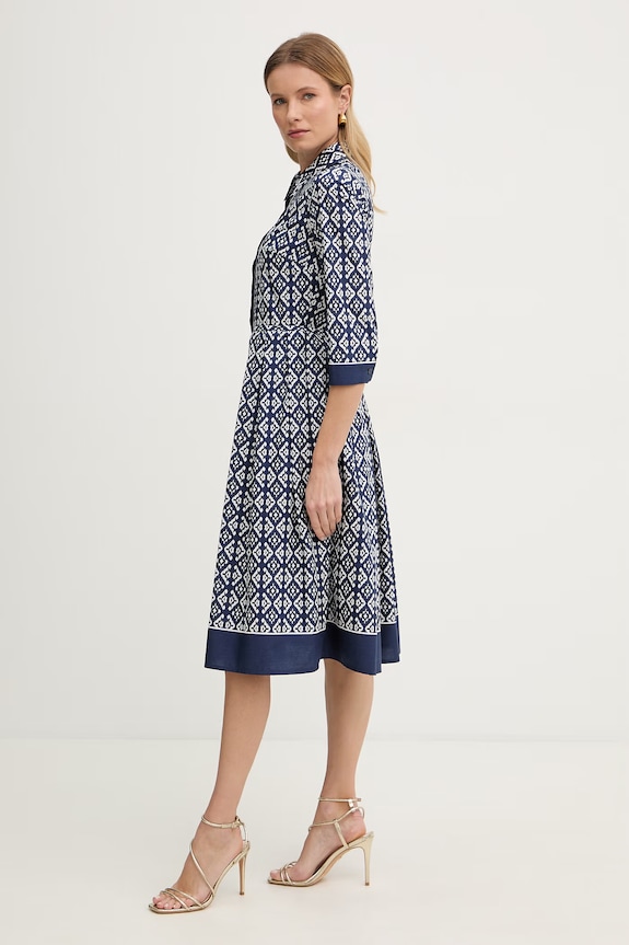 Luisa Spagnoli rochie bumbac Pagliolo 542964 bleumarin SS26