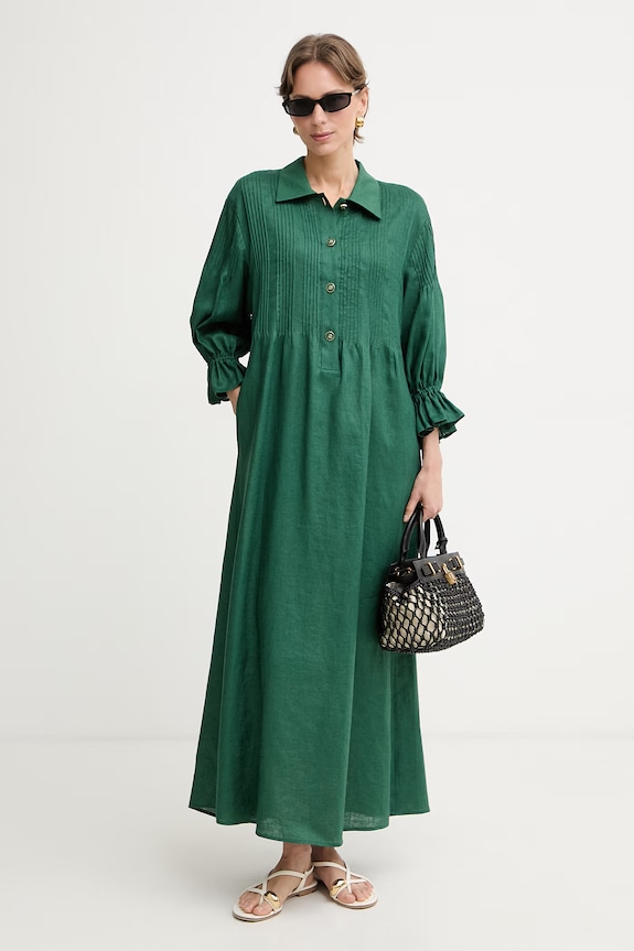 Luisa Spagnoli rochie din in Pasotto 543083 verde SS26