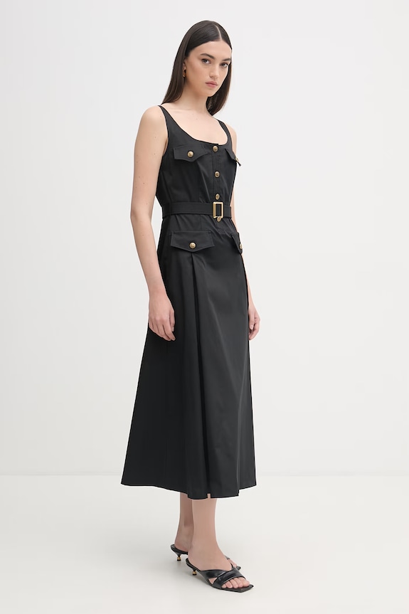 Luisa Spagnoli sukienka rozkloszowana z bawełną Poltrona 543080 czarny SS26
