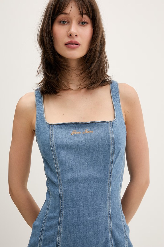 Guess Jeans Φόρεμα με lyocell μπλε W6GK00.D7045