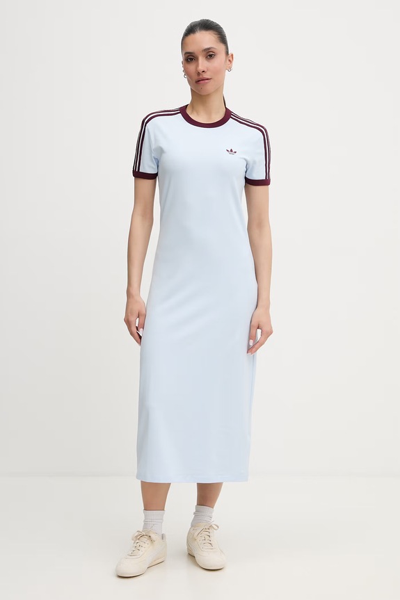 adidas Originals rochie de vară de bumbac albastru KD3694