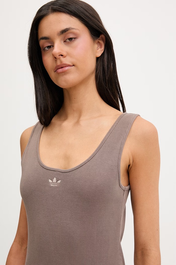 adidas Originals letní šaty bavlněné s elastanem KE3167 hnědá
