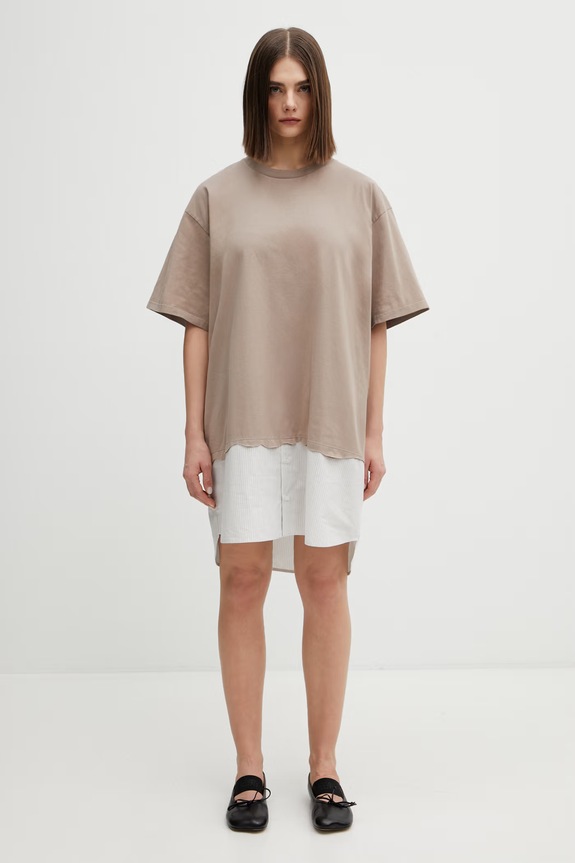 Φόρεμα MM6 Maison Margiela με ελαστάν μπεζ S52DA0079.M20050.115