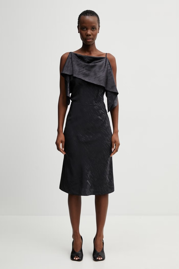 MM6 Maison Margiela rochie asimetrică negru S52DD0082.M35737.002J