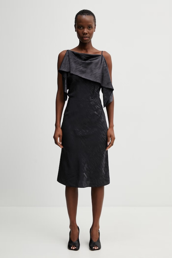 MM6 Maison Margiela rochie asimetrică negru S52DD0082.M35737.002J