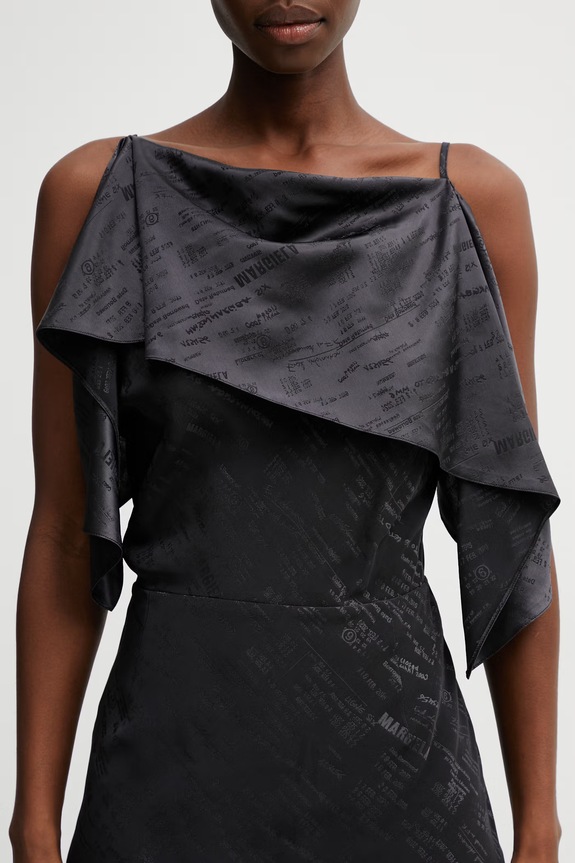 MM6 Maison Margiela rochie asimetrică negru S52DD0082.M35737.002J