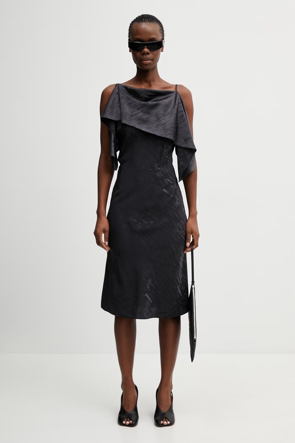 MM6 Maison Margiela rochie asimetrică S52DD0082.M35737.002J negru