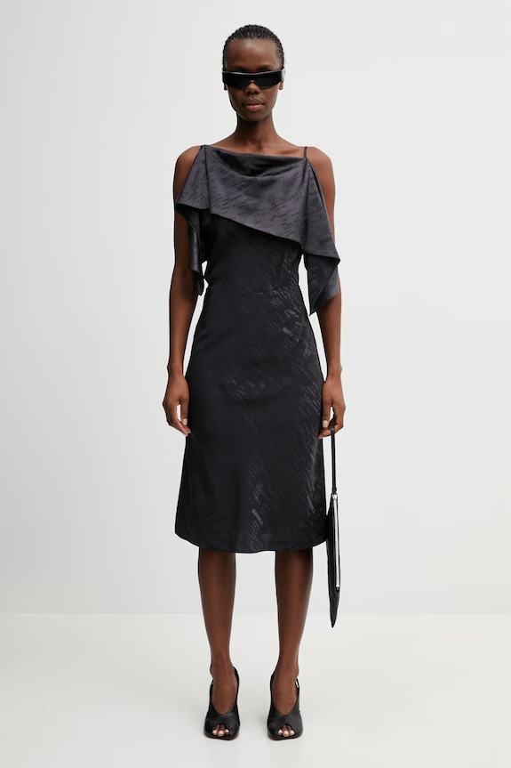 MM6 Maison Margiela rochie asimetrică S52DD0082.M35737.002J negru