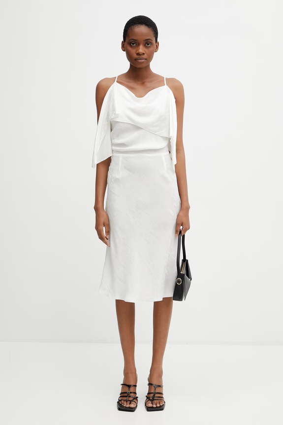 MM6 Maison Margiela ljetna haljina s viskozom S52DD0082.M35737.003J bijela