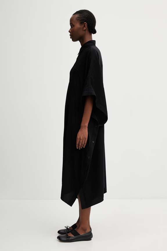MM6 Maison Margiela Rochie tip cămașă S52DD0090.S43455.900 negru SS26