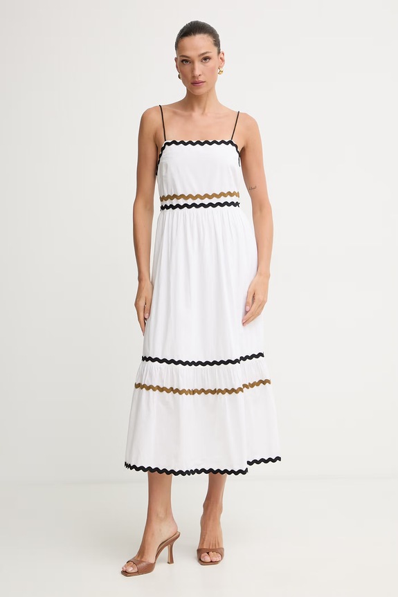 Fracomina rochie de vară din bumbac alb FJ26SD3001W40001
