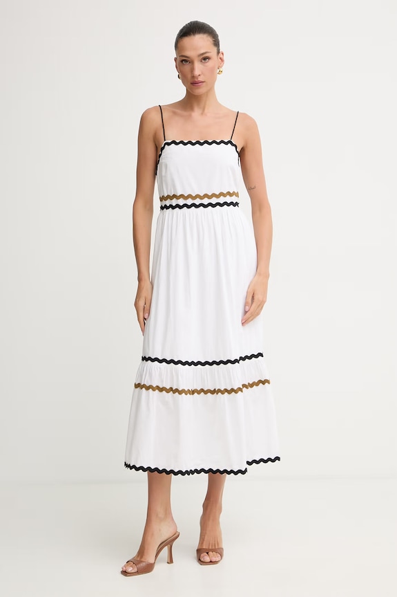 Fracomina rochie de vară din bumbac alb FJ26SD3001W40001