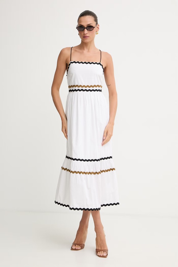 Fracomina rochie de vară din bumbac FJ26SD3001W40001 alb SS26