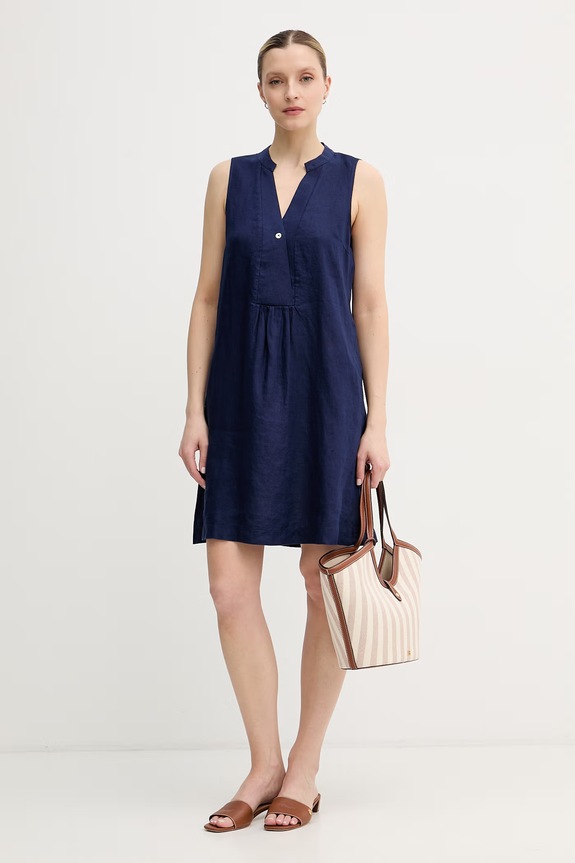 United Colors of Benetton καλοκαιρινό λινό 4AGHDV0CC σκούρο μπλε SS26