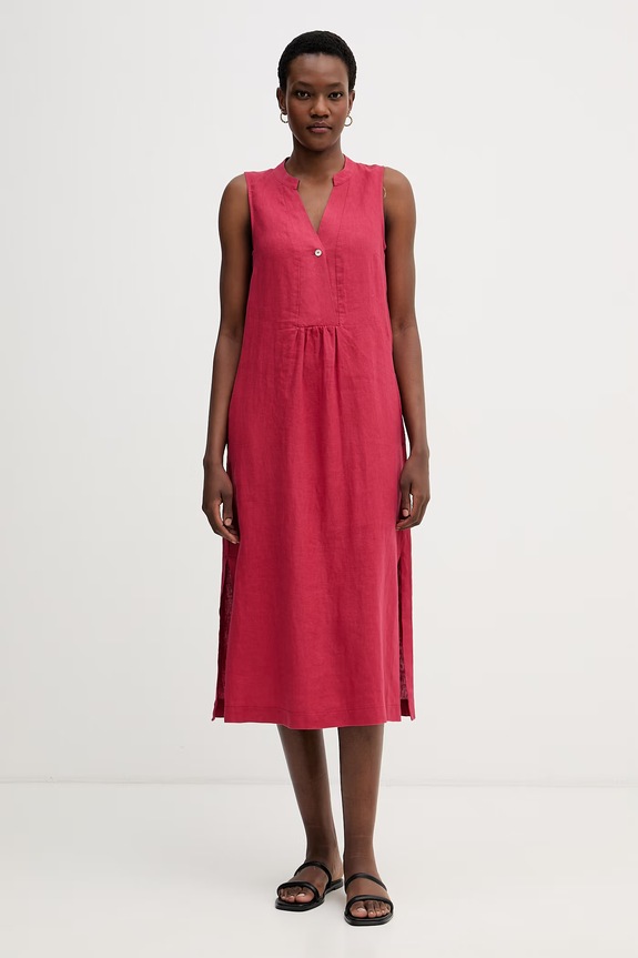 United Colors of Benetton vestito d'estate in lino rosso 4AGHDV0CD