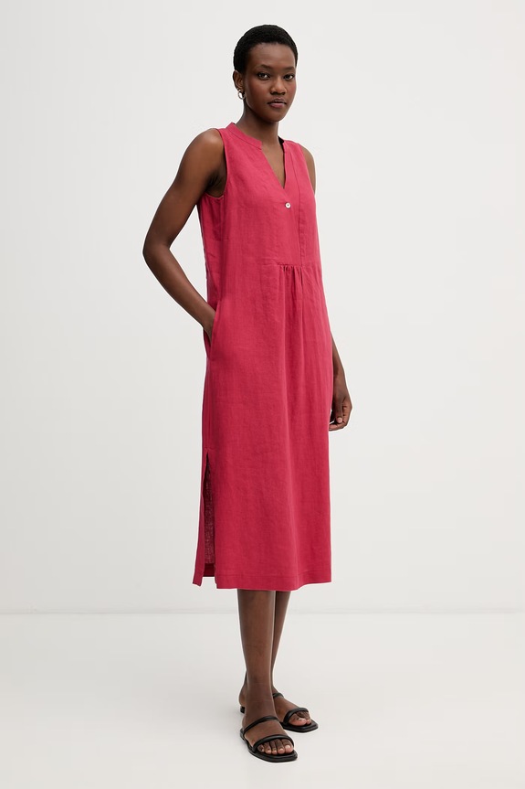 United Colors of Benetton vestito d'estate in lino 4AGHDV0CD rosso SS26