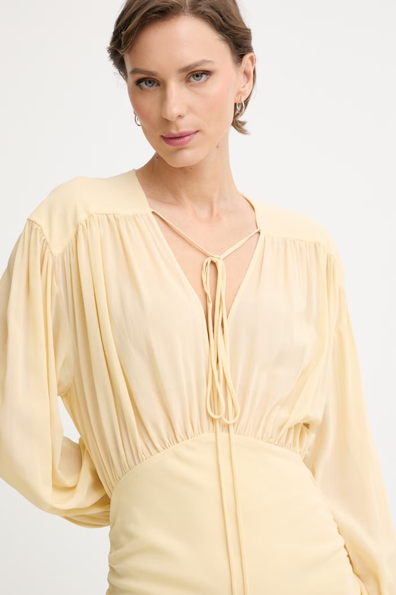 Pinko ντραπέ φόρεμα με βισκόζη κίτρινο 106896.A3B2