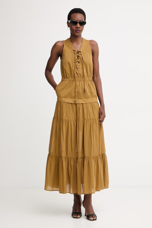 Pinko rochie de vară din bumbac 106822.A3AX verde SS26