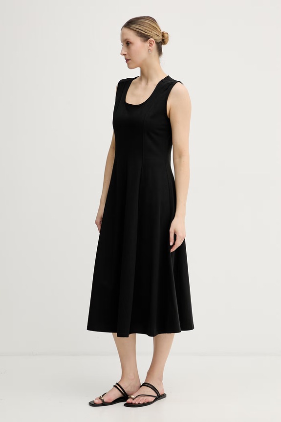 Calvin Klein Jeans Φόρεμα flared βαμβακερό μαύρο LV047F203G