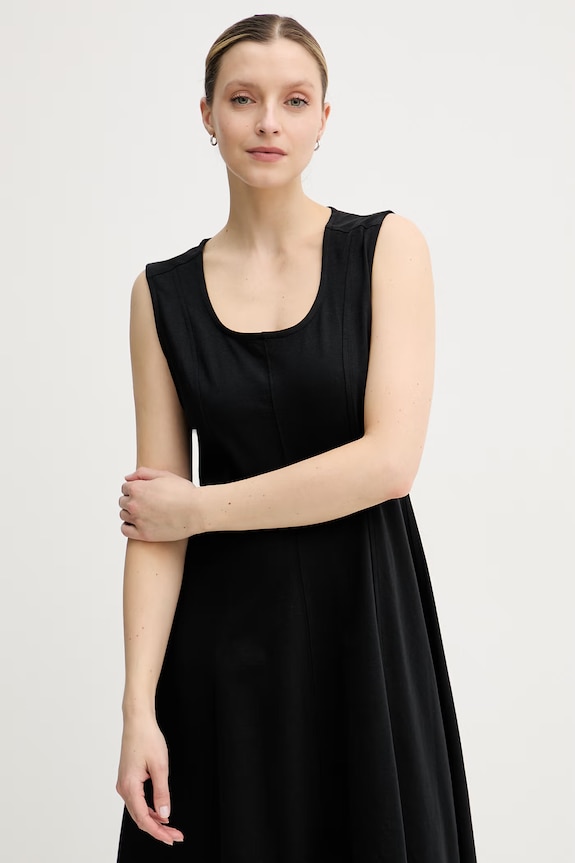 Calvin Klein Jeans Φόρεμα flared βαμβακερό μαύρο LV047F203G