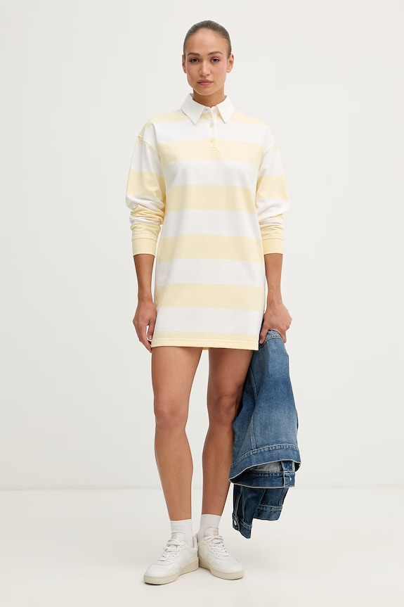 Calvin Klein Jeans sukienka bawełniana LV047F214G żółty SS26