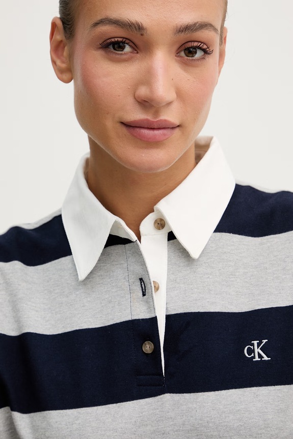 Calvin Klein Jeans φόρεμα βαμβακερό σκούρο μπλε LV047F214G